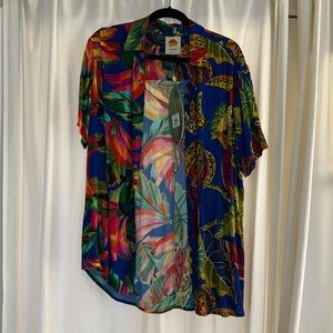 Farm Rio oversized flowy button down shirt